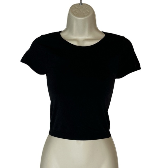 Free People stretch black top with short sleeves size XS/S - Picture 1 of 4